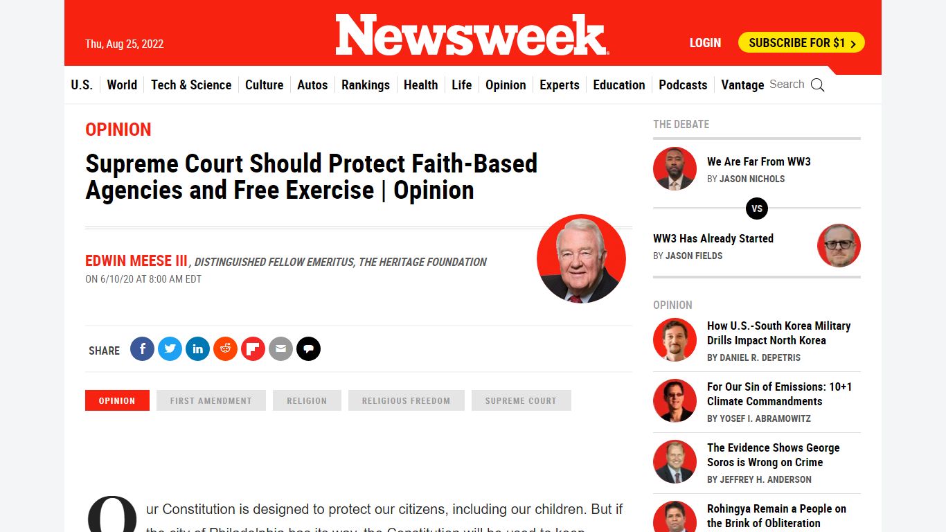 Supreme Court Should Protect Faith-Based Agencies and Free ... - Newsweek