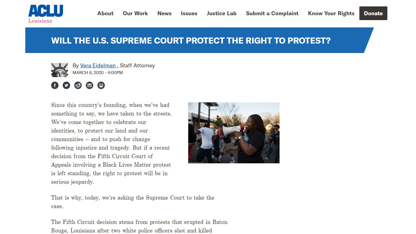 Will the U.S. Supreme Court Protect the Right to Protest?